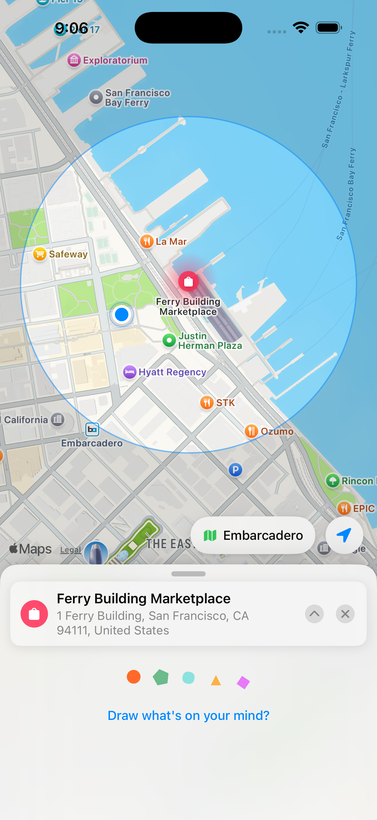 Map view with pinned notes